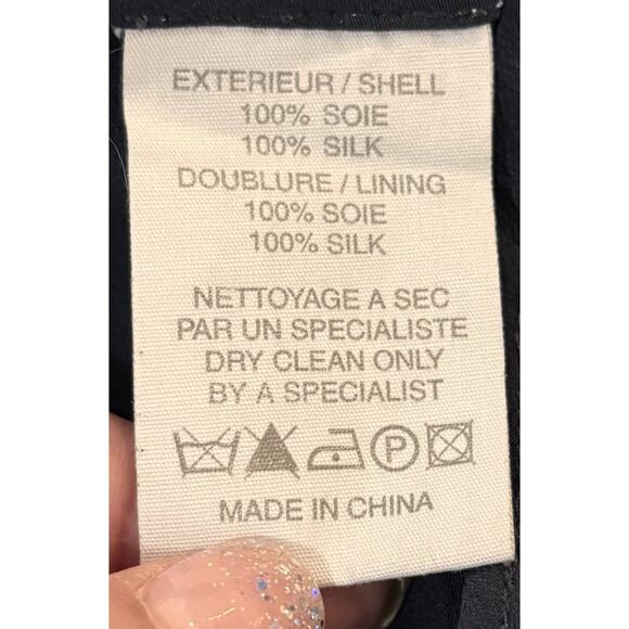 Vanessa Bruno Navy Blue Sleeveless Silk V Neck Dress Pockets Eyelet Trim Size 36 - Picture 8 of 8